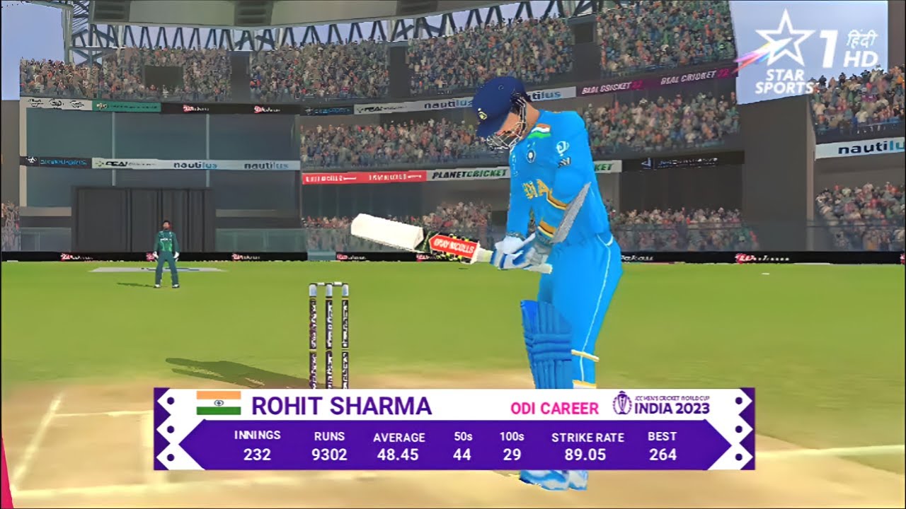 Rohit Sharma  score 50 against  pakistan in world cup 23 😇 | IND  vs PAK wc23 in real cricket 22