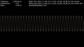 Audio Test Tone 1.1 khz to 1.1 khz  10 dB  10 dB for 20 seconds