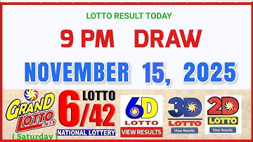 Lotto Result Today 9pm Draw November 15, 2025 Swertres Ez2 PCSO #pcsolottoresults