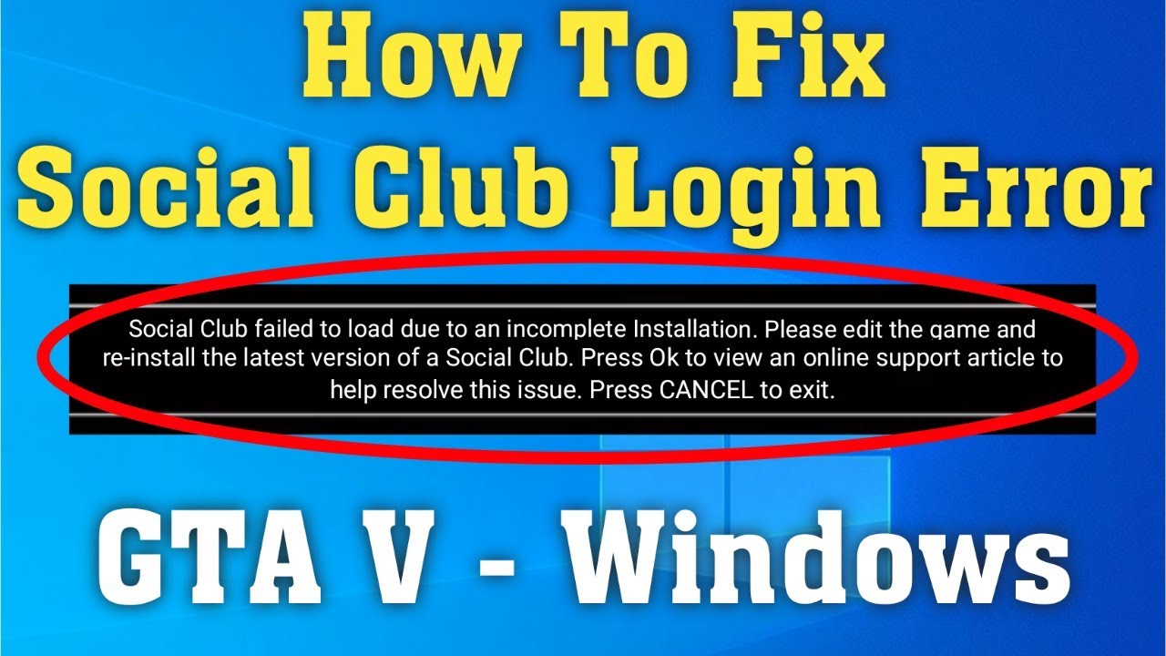 How To Fix GTA V - Social Club Login Error || How To Solve GTA V - Social  Club Login Problem - YouTube