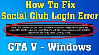 How To Fix GTA V - Social Club Login Error || How To Solve GTA V - Social  Club Login Problem - YouTube