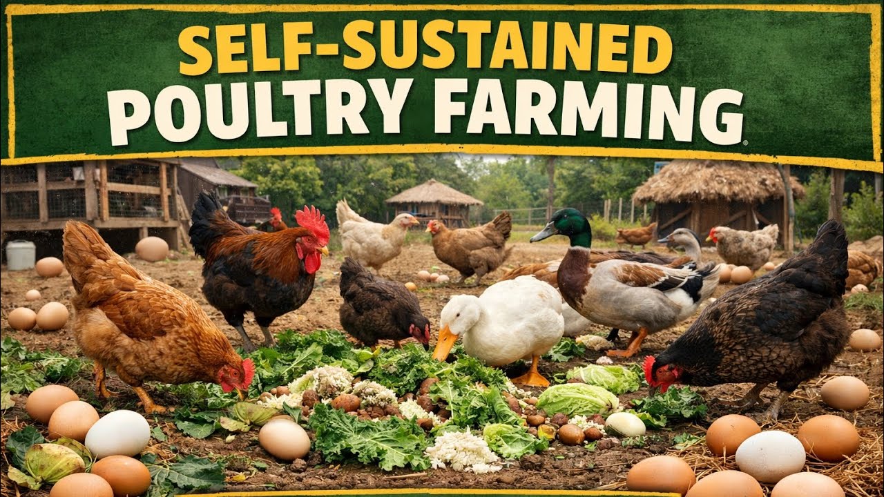 Self-sustained poultry farming.Raising Chicken And ducks for eggs naturally no commercial feed