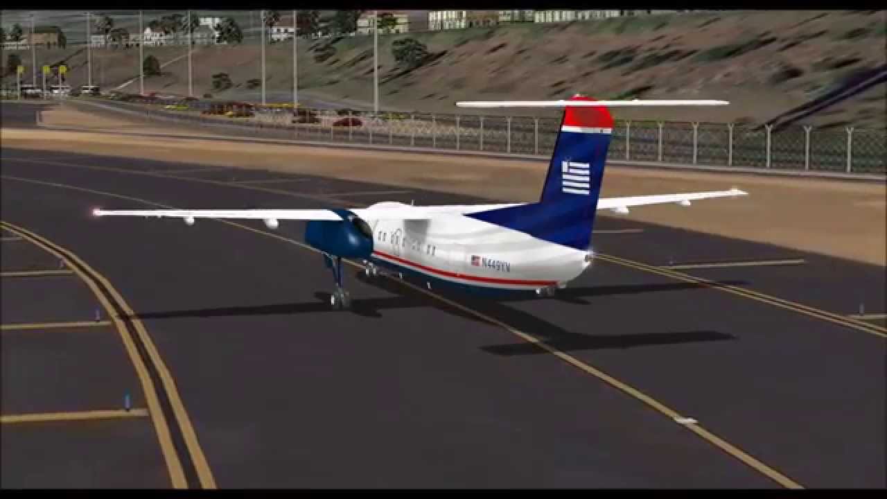 D8 Q400 AIR BERLIN   D8 Q200 US AIRWAYS EXPRESS & BOMBARDIER COLORS LANDING AT LPPD FS9 HD