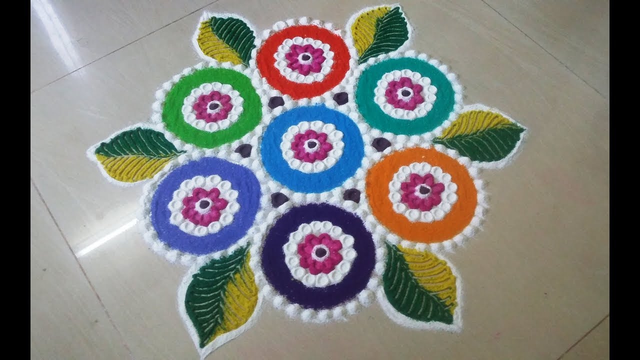 pongal rangoli 2020//festival kolam//colorful kolam ...