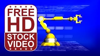 Free Stock Videos - hi tech digital background with robotic arm seamless loop 3D animation
