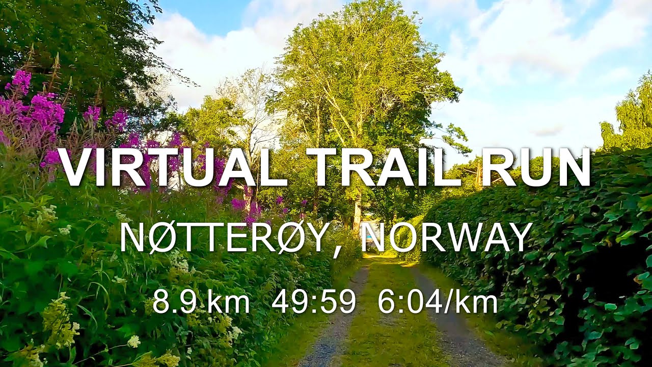 Virtual run - Coastal trail - Notteroy, Norway - Summer - July - Bright sunshine - Treadmill