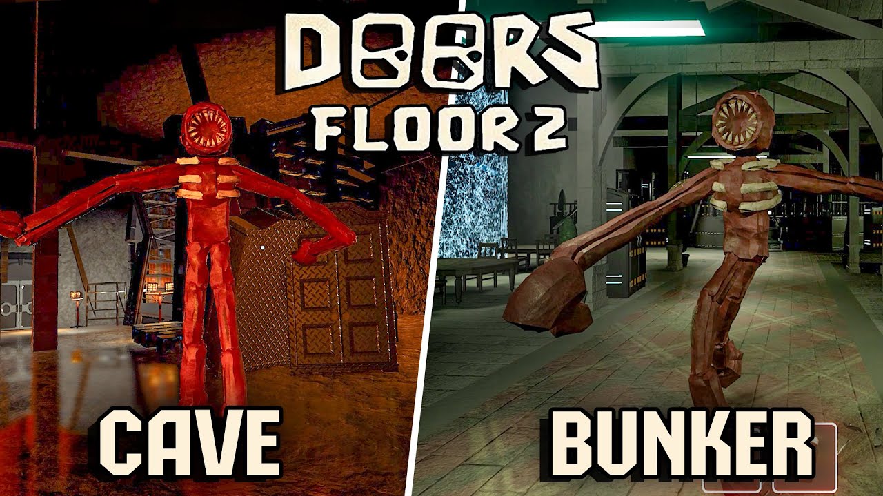 DOORS Floor 2 👁 Figure Library Cave VS Bunker YouTube