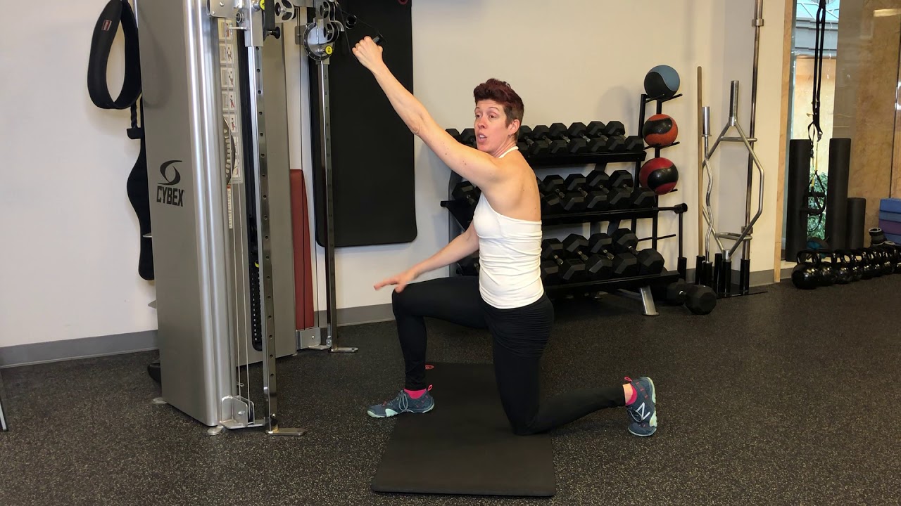 Half Kneeling One Arm Cable Pulldown | Reimagym.com - YouTube