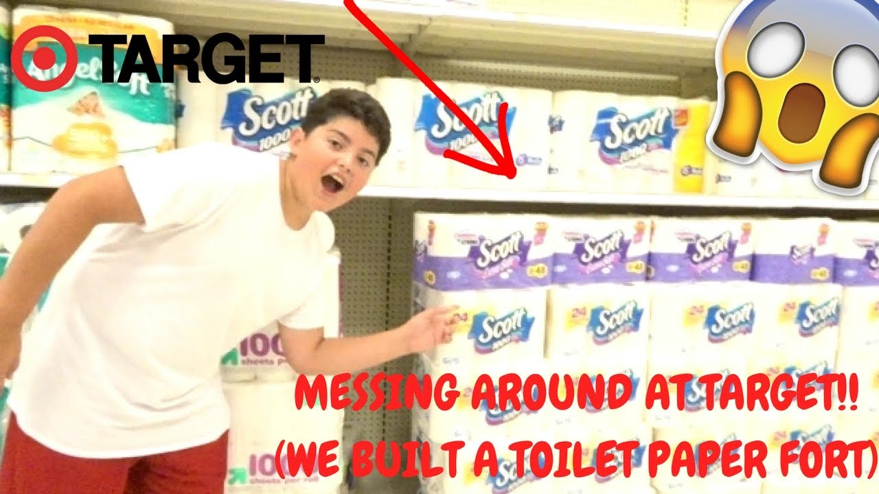 BUILDING A TOILET PAPER FORT IN TARGET !! ( ALMOST KICKED OUT ) - YouTube
