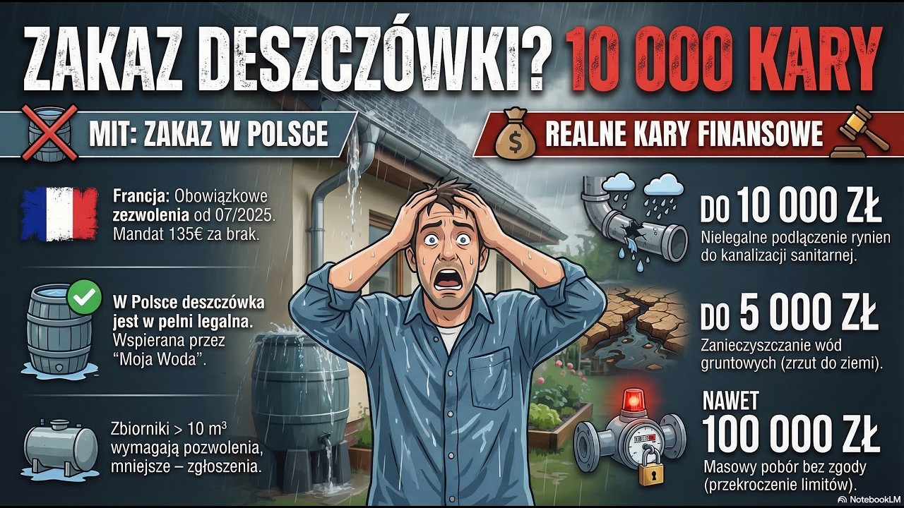 10 000 zł kary za rynnę?! 💸 Zakaz podlewania deszczówką? Szokujące przepisy wyjaśnione.