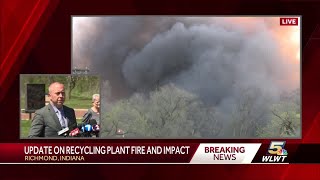 Richmond officials give update on status of large industrial fire still burning