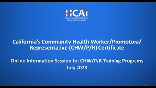 Webinar: Community Health Workers Promotores Representatives Training Programs