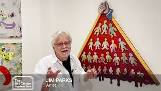 Artist JIM PARKS on the male figure in a pinstripe suit and his artwork