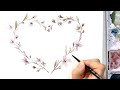 How to paint a Floral Wreath with Watercolors for Valentines Day | Emmy Kalia
