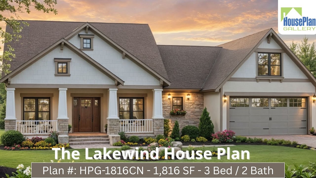 HPG-1816CN - 3 Bed / 2 Bath Craftsman Plan by House Plan Gallery