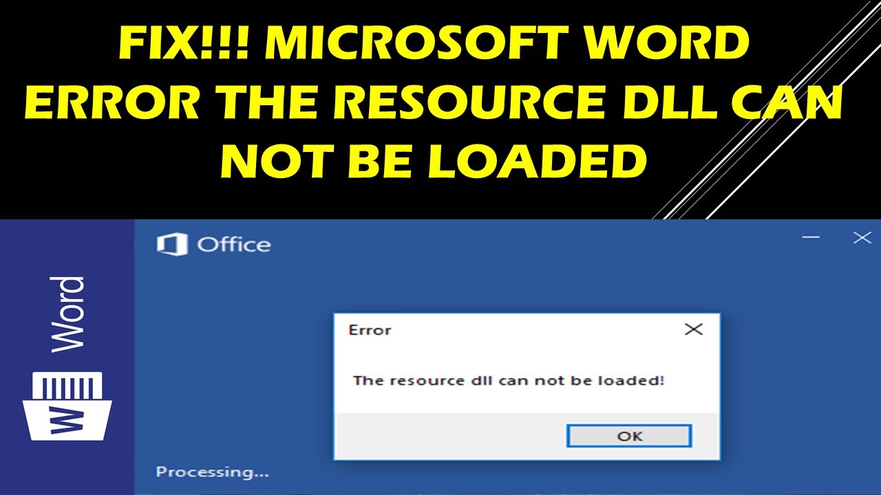 Fix the Error Word. Error in loading dll. Word Error rate. Be loaded. Word fix