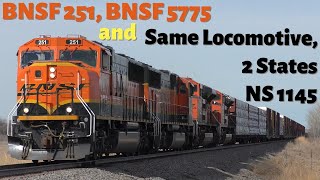 BNSF 251, BNSF 5775 and (Same Locomotive, 2 State's) NS 1145 | Hinckley Subdivision
