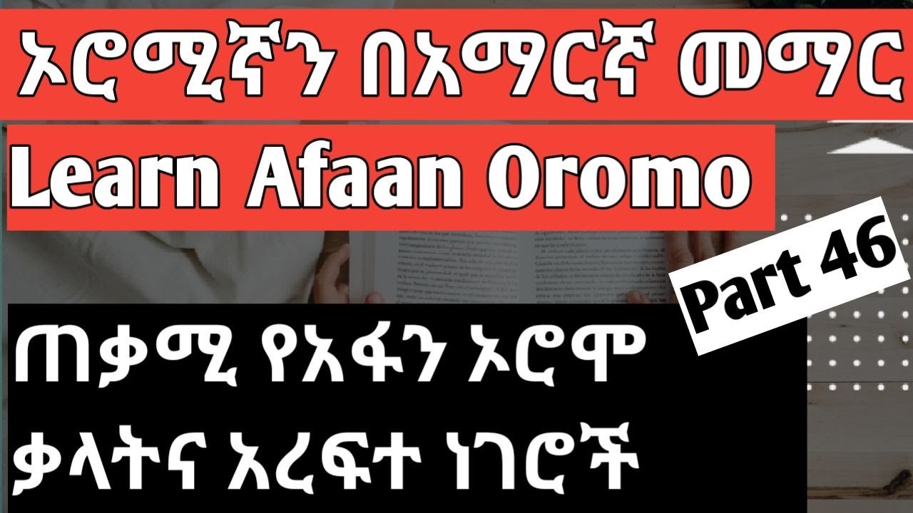 የአፋን ኦሮሞ ትምህርት በአማርኛ-Learn #afaanoromoo in #amharic  ክፍል /part 46
