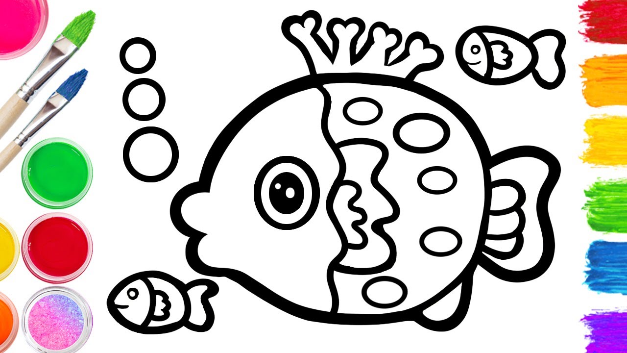🐠How to Draw Cartoon Fish | Cute Fish | Drawing, Coloring & Painting ...