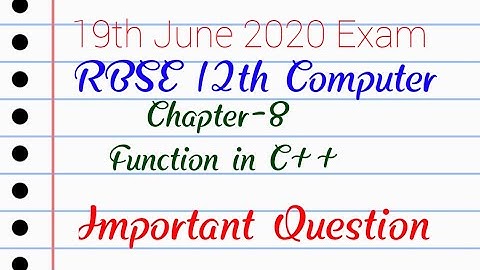 Chapter-8 Function in C++ with Program|| Revision class in Hindi || RBSE Tutorial