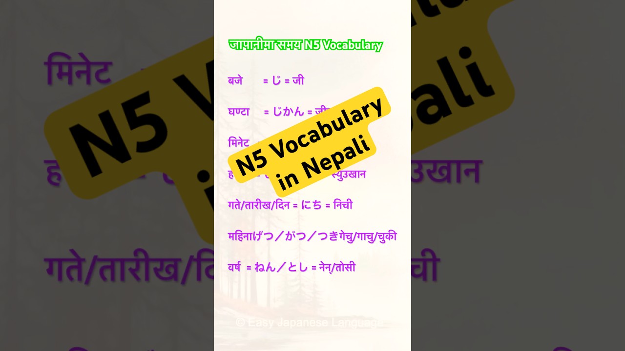 जापानीमा समय N5 Vocabulary #japaneselanguageinnepali #n5