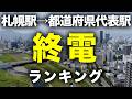 【終電】札幌駅→各都道府県代表駅「終電」ランキング