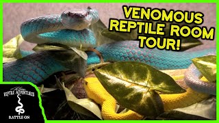 AWESOME VENOMOUS SNAKE ROOM TOUR!! (and snakebite story time)