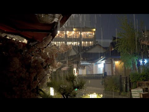 [Rain Sound] 아무도 찾지 않는 늦은 밤거리, 거센 빗소리. 수면유도, 공부집중   ASMR