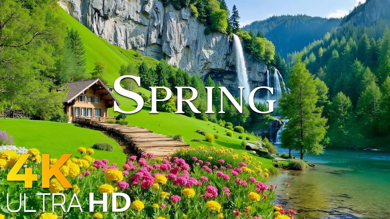 Swiss Spring Awakening 4K • From Snowy Peaks to Green Valleys | Nature Relaxation