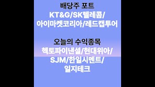 나의 배당주 포트(KT&amp;G, SK텔레콤, 아이마켓코리아, 레드캡투어)+매매일지(헥토파이낸셜/현대위아/SJM/한일시멘트/일지테크)