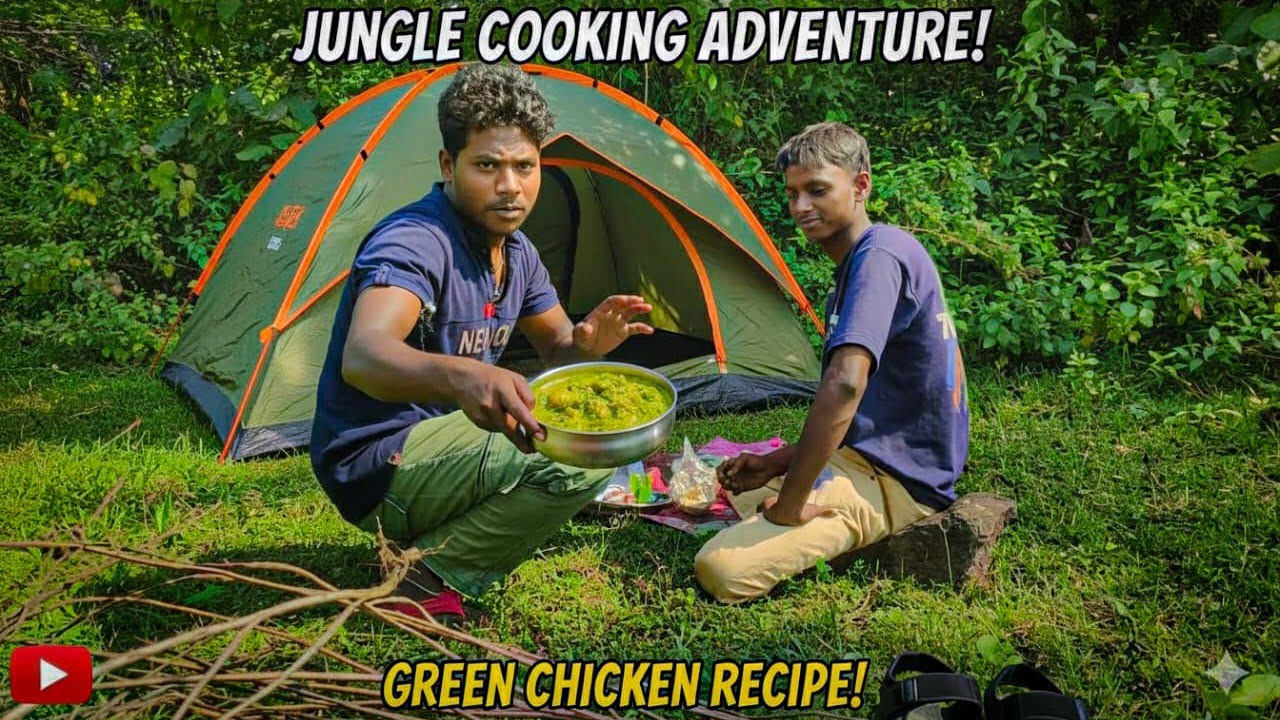  ASMR Hariyali Chicken Recipe In Danger Forest Survival With duo Camping Green Chicken SR Adventure 