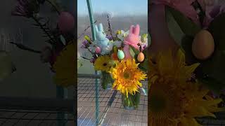 Bunnies in the Garden Easter Arrangements#flowers#easter #spring #bunnies#sunflower#easteregg