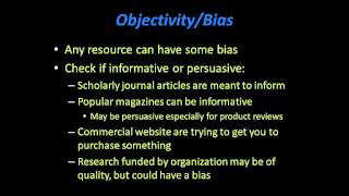 Evaluating for Objectivity & Bias