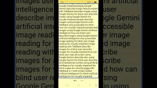 describe image and describe screen without TalkBack on Google AI for blind Gemini powerful feature