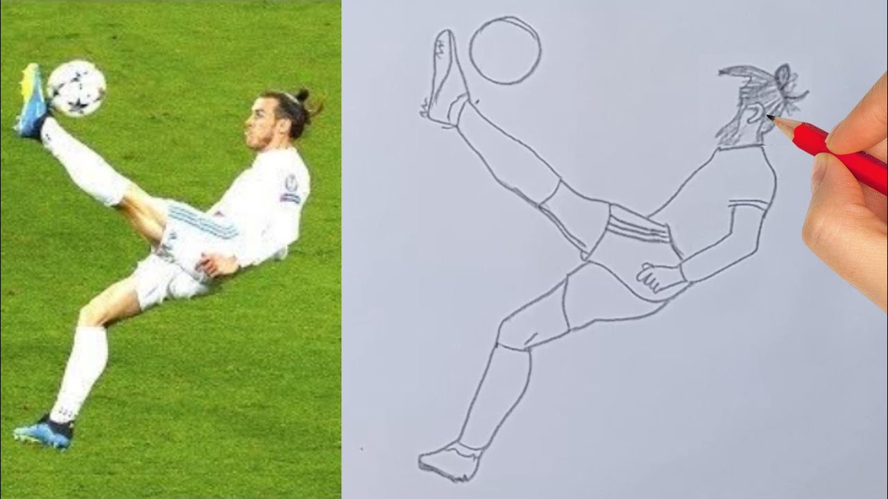 how to draw gareth bale bicycle kick ||sapahar art studio