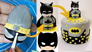how to make#batman cake /طريقة عمل تورتة ومجسم #باتمان بعجينه السكر #كورس_مجاني