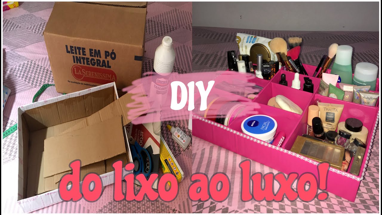 DIY ORGANIZADOR DE MAQUIAGEM COM CAIXA DE PAPELÃO YouTube