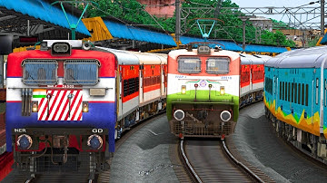 RAJDHANI OVERTAKE WAP4 LHB EXPRESS TRAIN | BUMPY RAILROAD | Train Simulator | Railwork | NTG GAMING