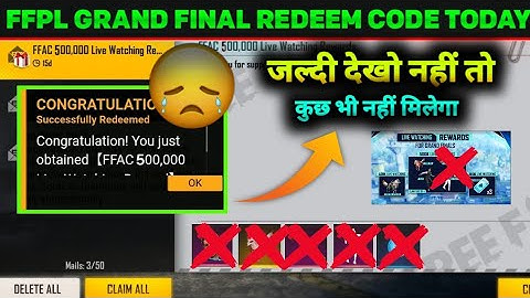 SKY CRYSTAL REDEEM CODE | 500K LIVE WATCHING REDEEM CODE IN FF | FFPL GRAND FINAL REDEEM CODE TODAY