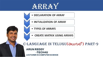 C LANGUAGE IN TELUGU PART 9 - ARRAYS