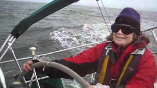 Sailboat Crossing the Columbia Bar in Moderate Conditions