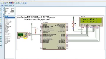 PIC18F4550 microcontroller and DHT22 (AM2302, RHT03) sensor Proteus simulation