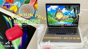 macbook pro M1 unboxing 💻 ✨setting up + customization + accessories