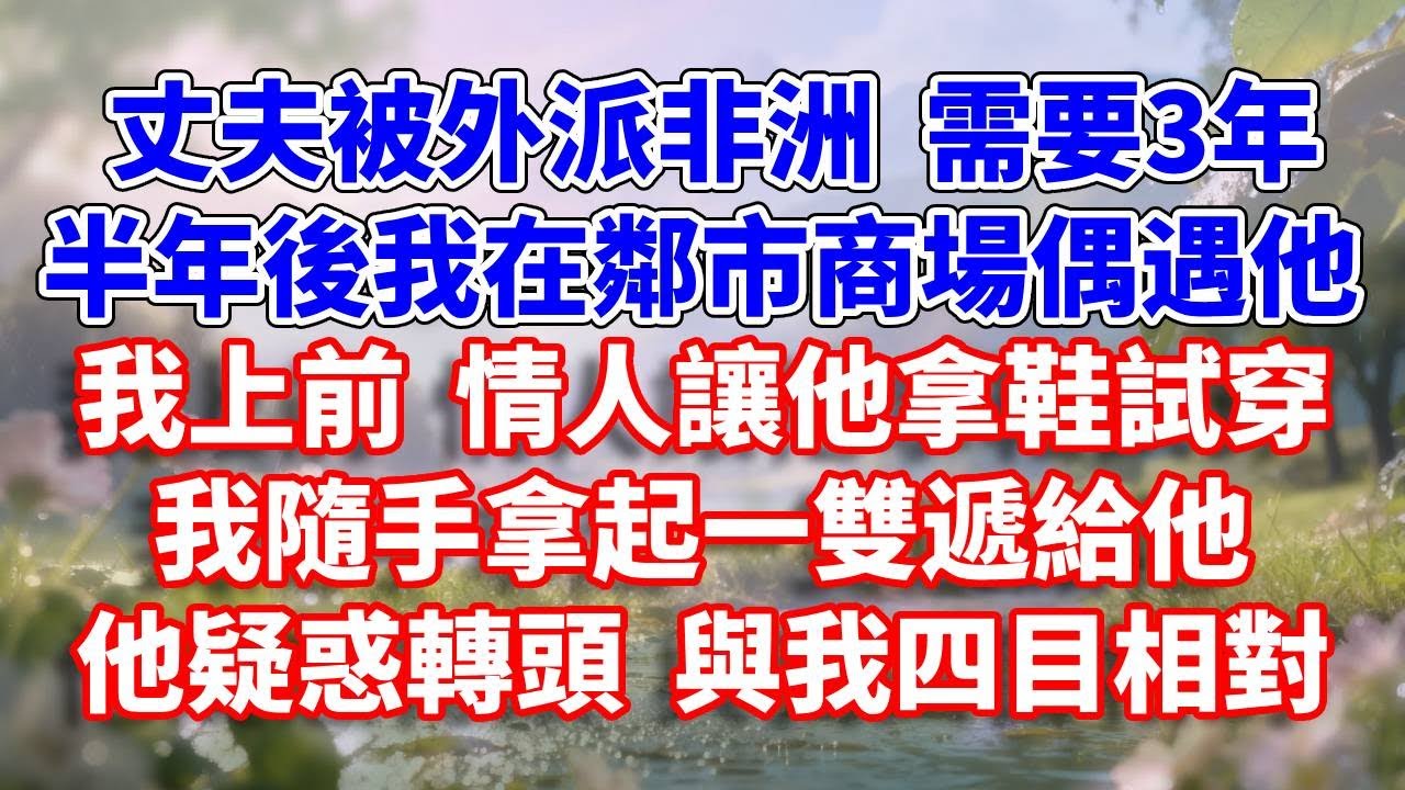 丈夫被外派非洲 需要3年，半年後我在鄰市商場偶遇他，我上前 情人讓他拿鞋試穿，我隨手拿起一雙遞給他，他疑惑轉頭 與我四目相對#完結 #情感故事 #一口氣看完 #為人處世