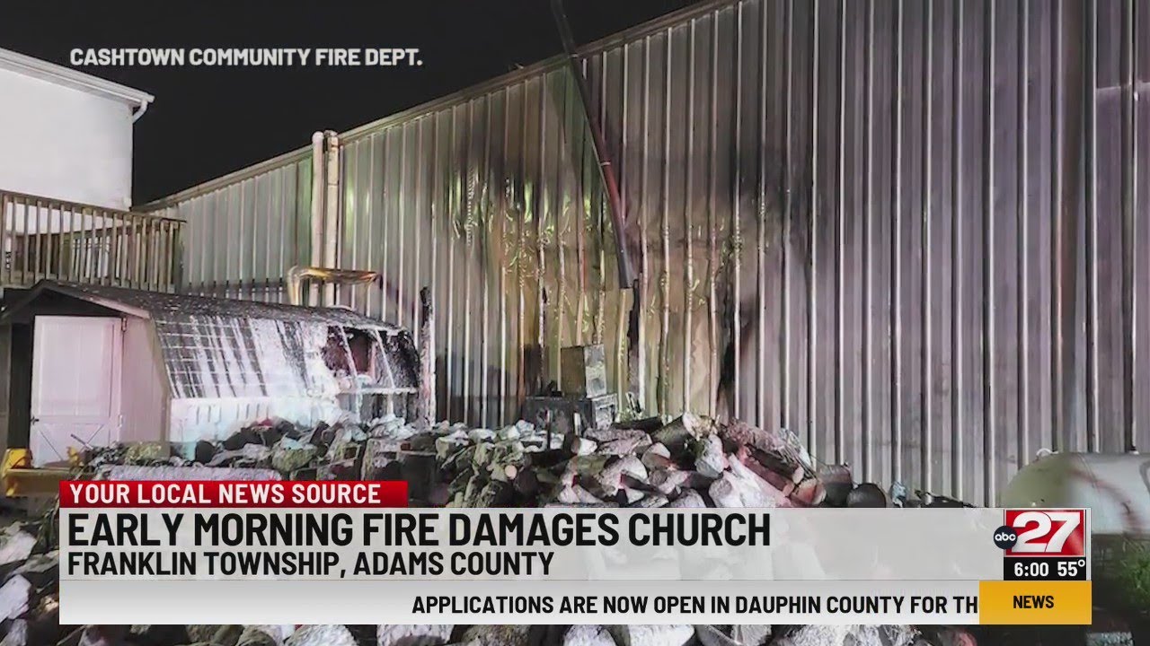 Early morning fire damages Adams County church - YouTube