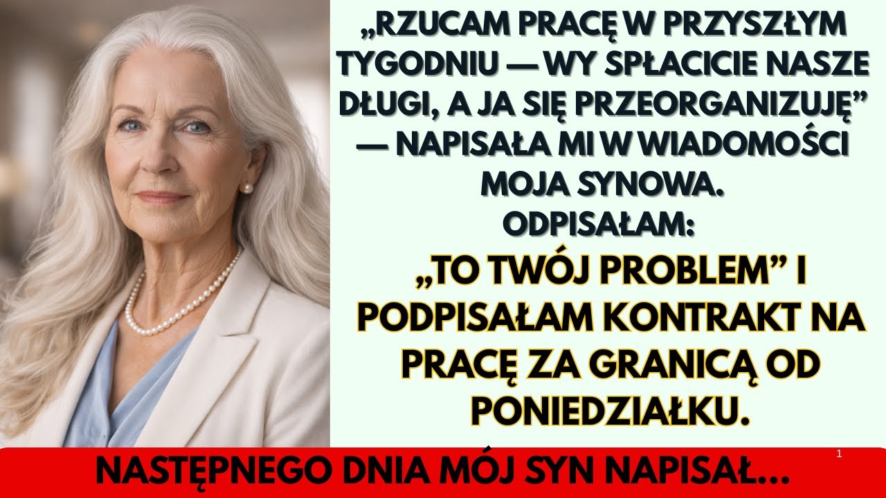 Moja synowa zażądała: „Rzucam pracę w przyszłym tygodniu. Wy spłacacie nasze długi, a ja się ‘przeo…