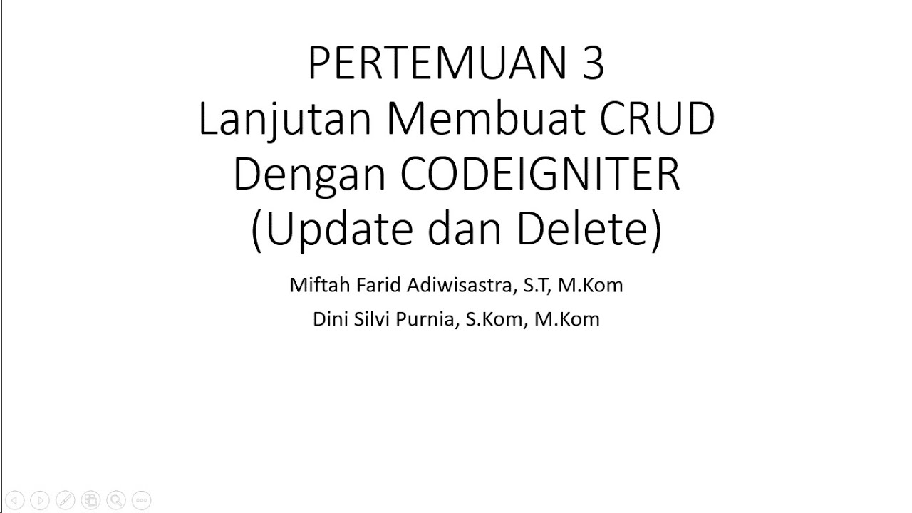 CRUD Dengan Codeigniter Bagian Update Dan Delete (Pertemuan 3 Mata ...