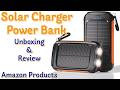 Portable Charger Solar Power Bank 20000mAh Unboxing & Product Review!