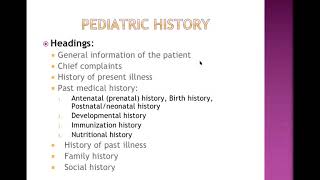 Pediatrics history and physical examination