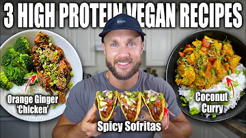 3 High Protein Soy Curl Recipes | Orange Ginger 'Chicken', Spicy Sofrita Tacos & Coconut Curry
